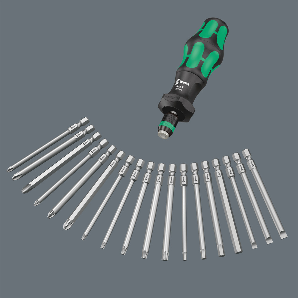 Wera 826 T Kraftform Turbo Bits-Handhalter mit Rapidaptor Schnellwechselfutter, 1/4" x 146 mm