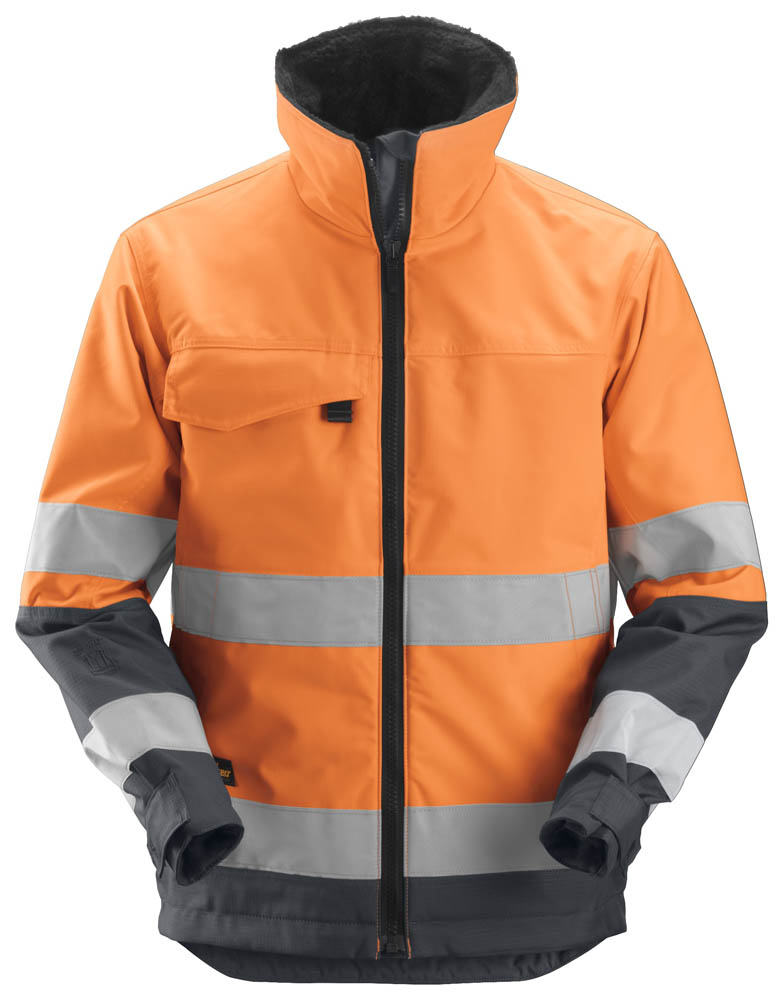 Snickers 1138 Hi-Vis isolierende Arbeitsjacke, Kl. 3 signalorange-grau