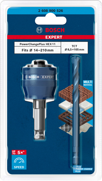 Bosch EXPERT Power Change Plus Aufsteckhalter, 11 mm, TCT Bohrer, 8,5 x 105 mm, 2-tlg.