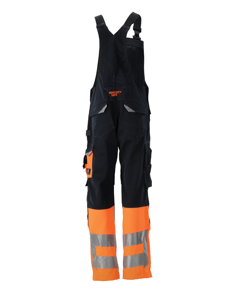MASCOT Sunderland SAFE SUPREME Latzhose mit Knietaschen schwarzblau/hi-vis orange 52