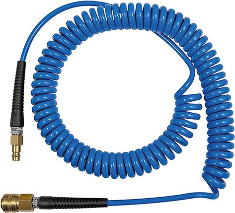 Riegler Spiralschlauch PU blau Kupplung und Stecker NW 7,2 12x8mm 10m