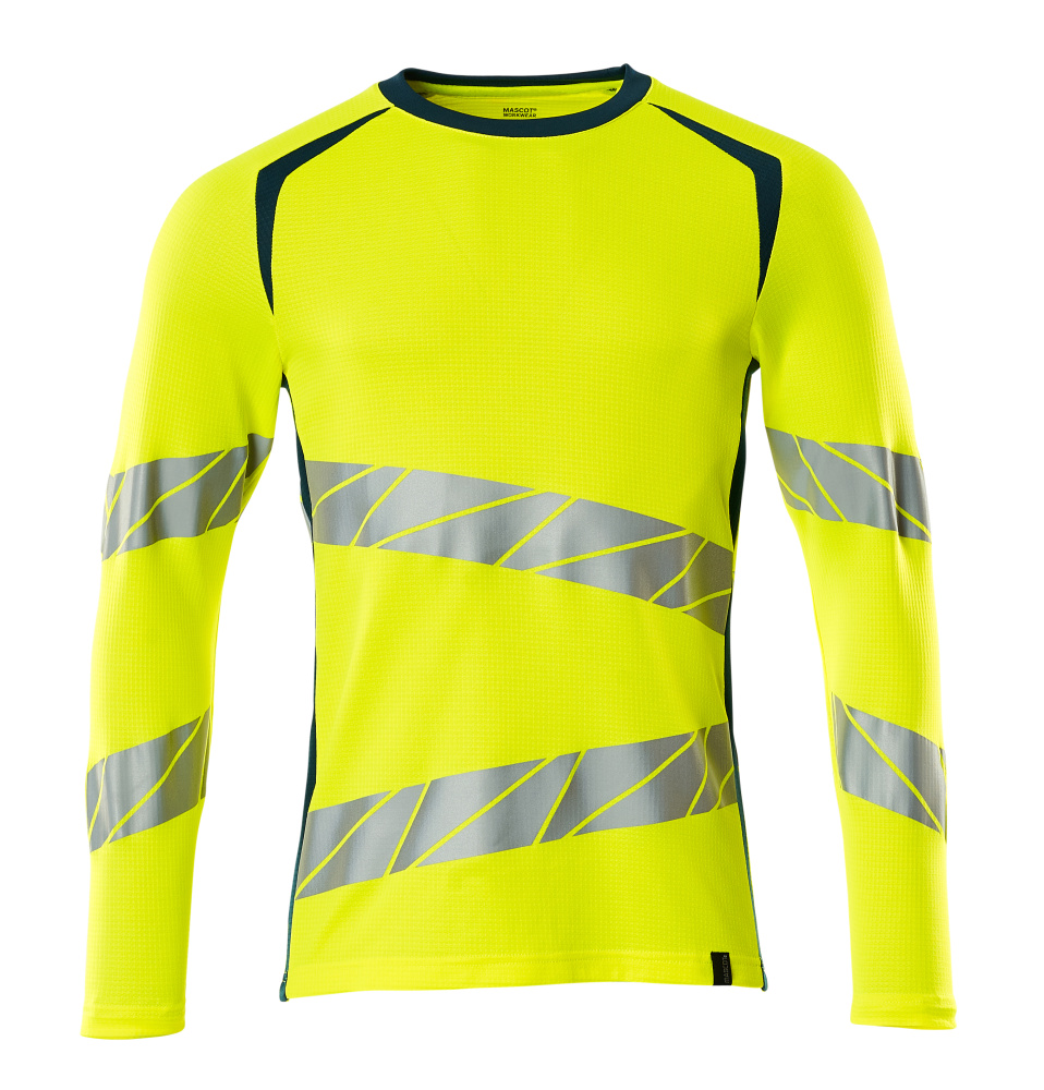 MASCOT ACCELERATE SAFE T-Shirt, Langarm hi-vis gelb/dunkelpetroleum 5XL