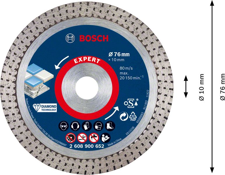Bosch Diamanttrennscheibe Expert HardCeramic 76x10x1,5x10mm