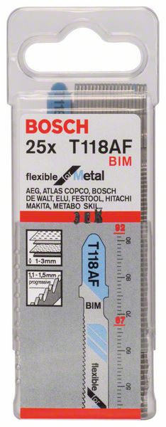 Bosch Stichsägeblatt T118 AF FlexibleMetal L92mm (25 Stk.)
