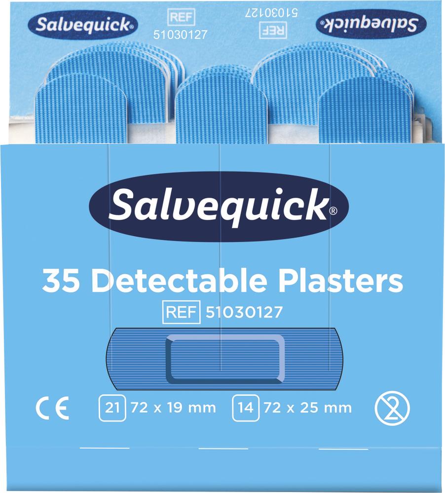Cederroth Salvequick Nachfüllpack Blue Detectable-Pflaster Lebensmittelindustrie 6x35 Pflaster