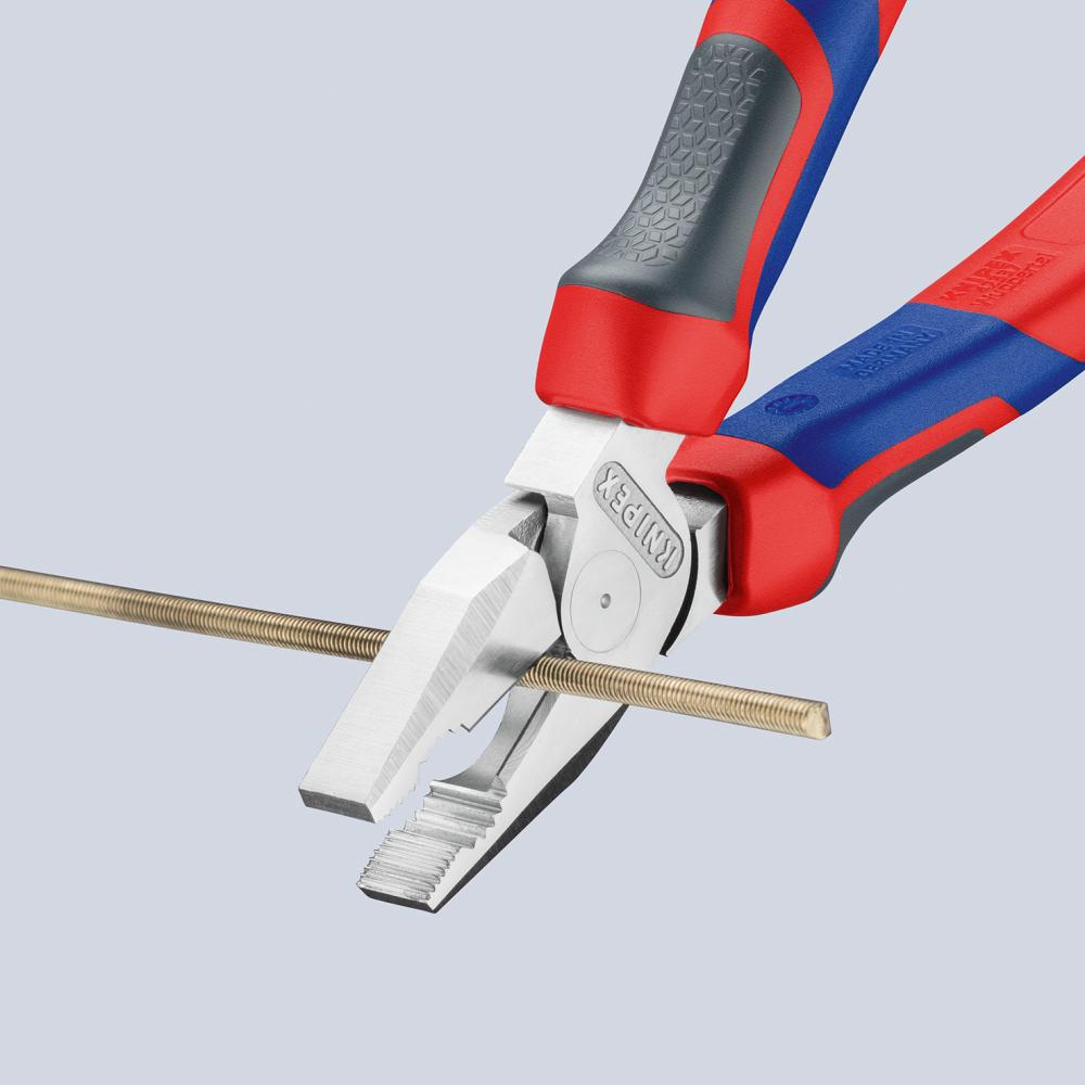 Knipex Kraft-Kombinationszange verchromt mit Mehrkomponenten-Griffen 180mm