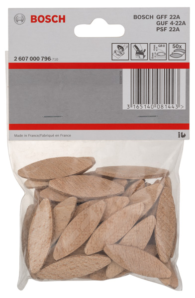 Bosch Flachdübel, 45 x 15 x 4 mm, 50er-Pack