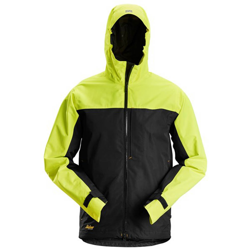 Snickers 1303 AllroundWork wasserdichte Softshell Arbeitsjacke schwarz-neongelb