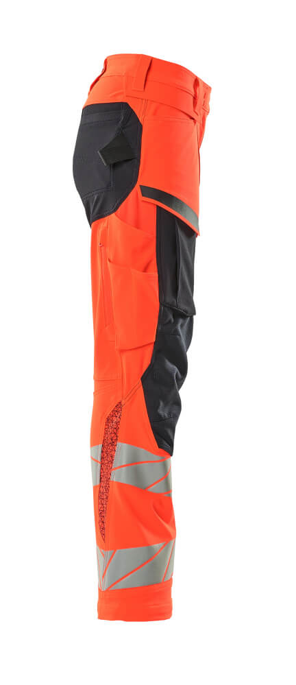 MASCOT ACCELERATE SAFE Hose mit Knietaschen hi-vis rot/schwarzblau 34 kurz