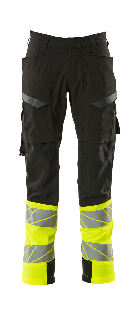 MASCOT ACCELERATE SAFE Hose mit Schenkeltaschen schwarz/hi-vis gelb 56 kurz