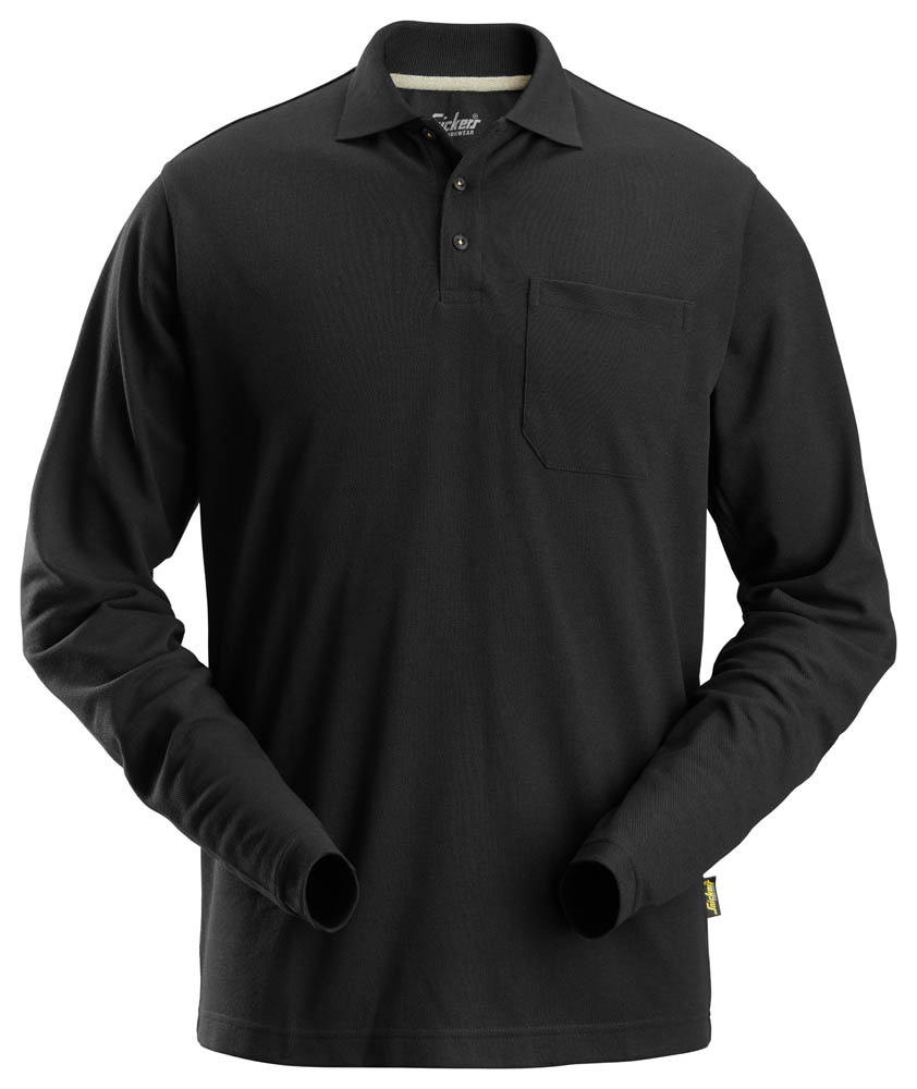 Snickers 2608 Langarm Pique Shirt schwarz
