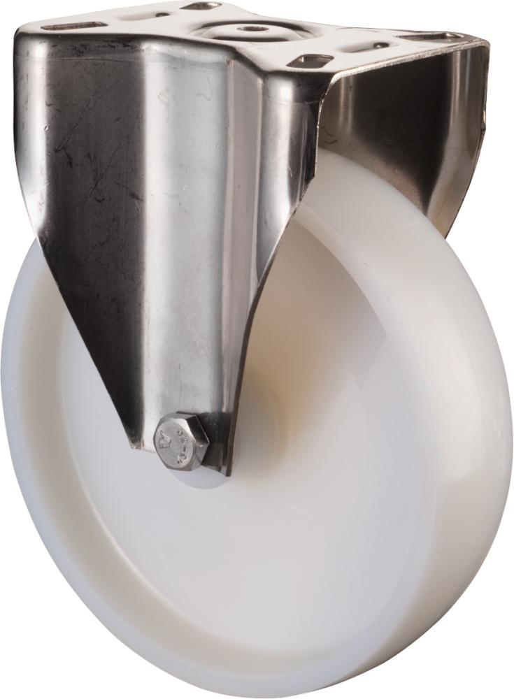 BS-Rollen Bockkrolle 80mm H110 Platte Kunststoff weiß Gleitlager H110.A90.080