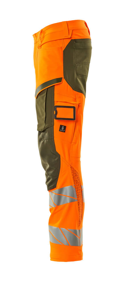MASCOT ACCELERATE SAFE Hose mit Knietaschen hi-vis orange/moosgrün 58 kurz