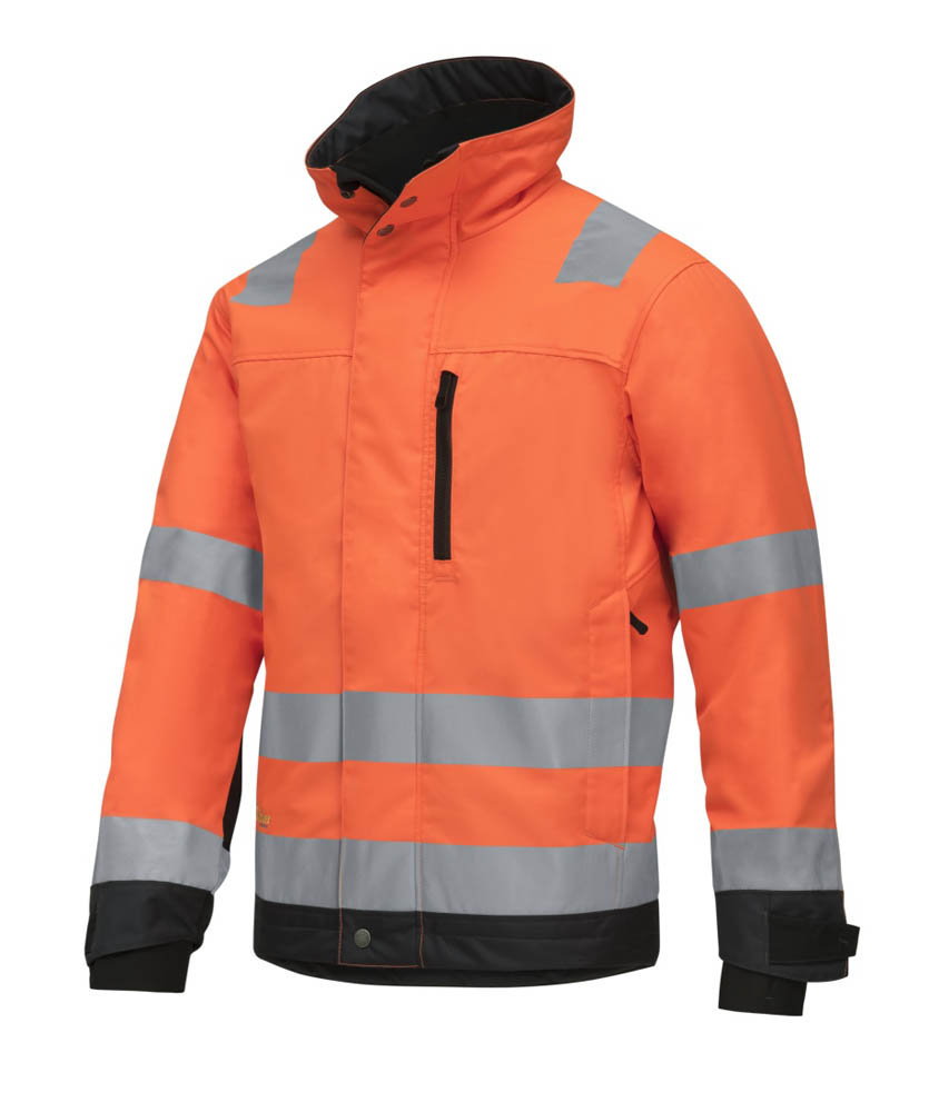 Snickers 1130 AllroundWork Hi-Vis 37.5® isolierende Arbeitsjacke, Kl. 3 signalorange-grau