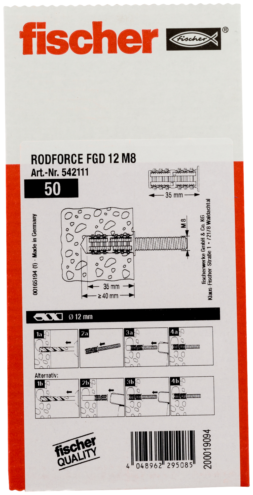 fischer Gewindestangendübel RodForce FGD M8 x 35