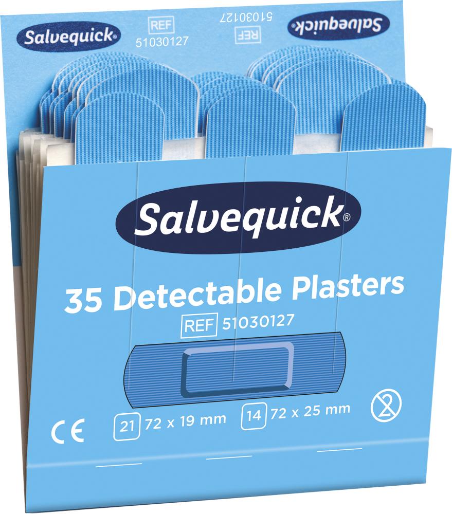 Cederroth Salvequick Nachfüllpack Blue Detectable-Pflaster Lebensmittelindustrie 6x35 Pflaster