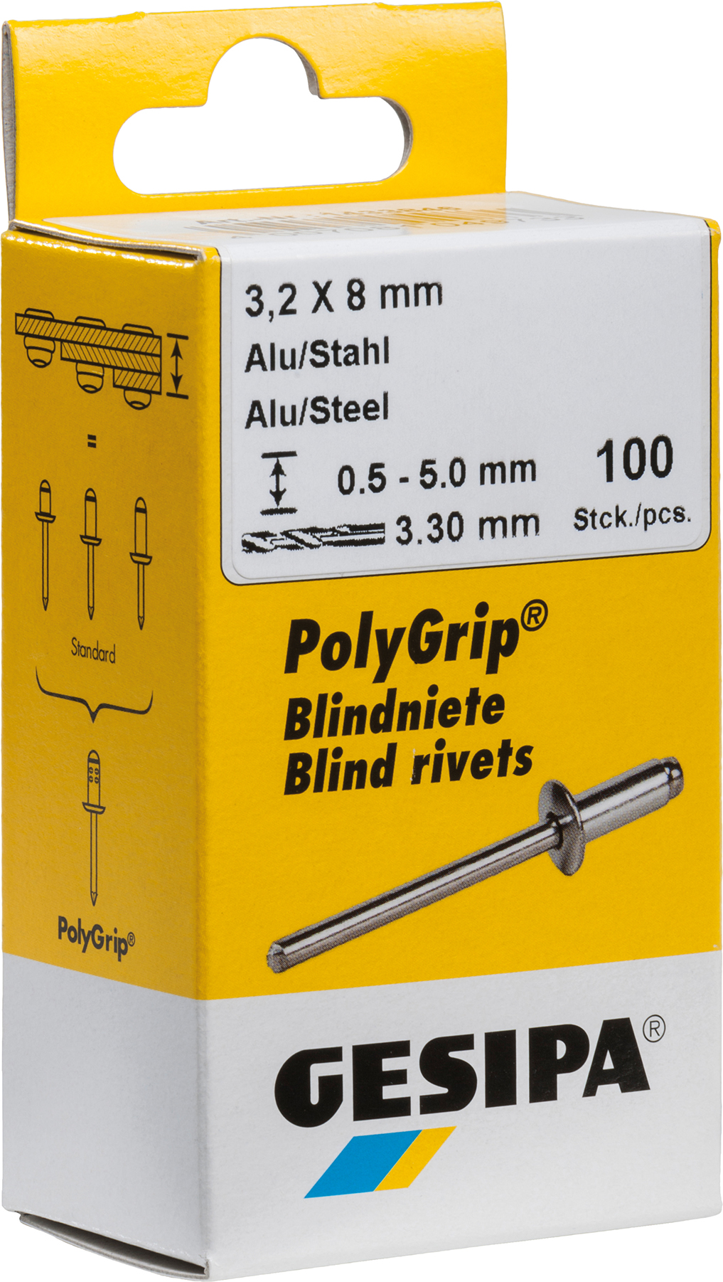 GESIPA Blindnietmuttern Stahl Minipack Polygrip M6 x 9 x 18