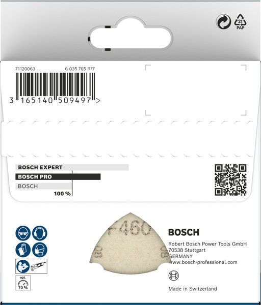 Bosch PRO F460 Schleifblatt Set, 93 x 93 mm; G60; G80; G120; G180; G240, 10-tlg.