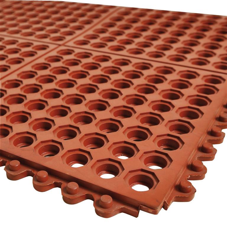 Arbeitsplatzsteckmatte NBR/NR rot ölbeständig offene Decke 14mm 900x900mm
