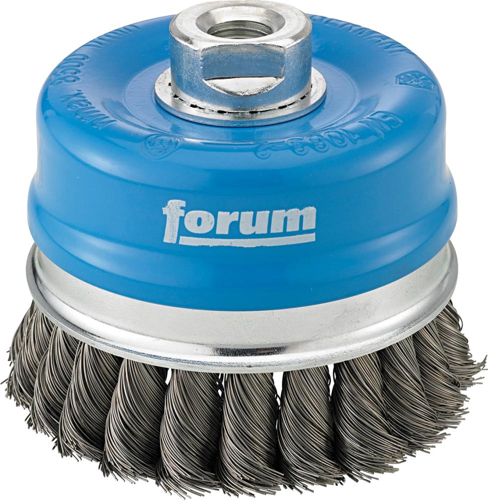 Forum Topfbürste Stahldraht gehärtet M14 80 x 0,35 mm gezopft mit Stützring