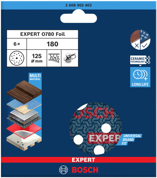 Bosch EXPERT O780 Folienschleifscheibe, 125 mm, G180 Bosch EXPERT O780 Folienschleifscheibe, 125 mm, G180