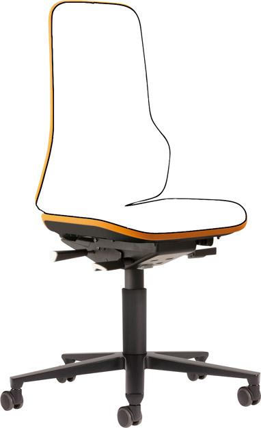 Bimos Arbeitsstuhl Neon orange ohne Polster Sitzhöhe 450-620 mm mit Rollen