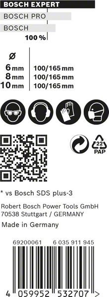 Bosch EXPERT Hammerbohrer SDS plus-7X 6,0/8,0/10,0 (3 Stk.)
