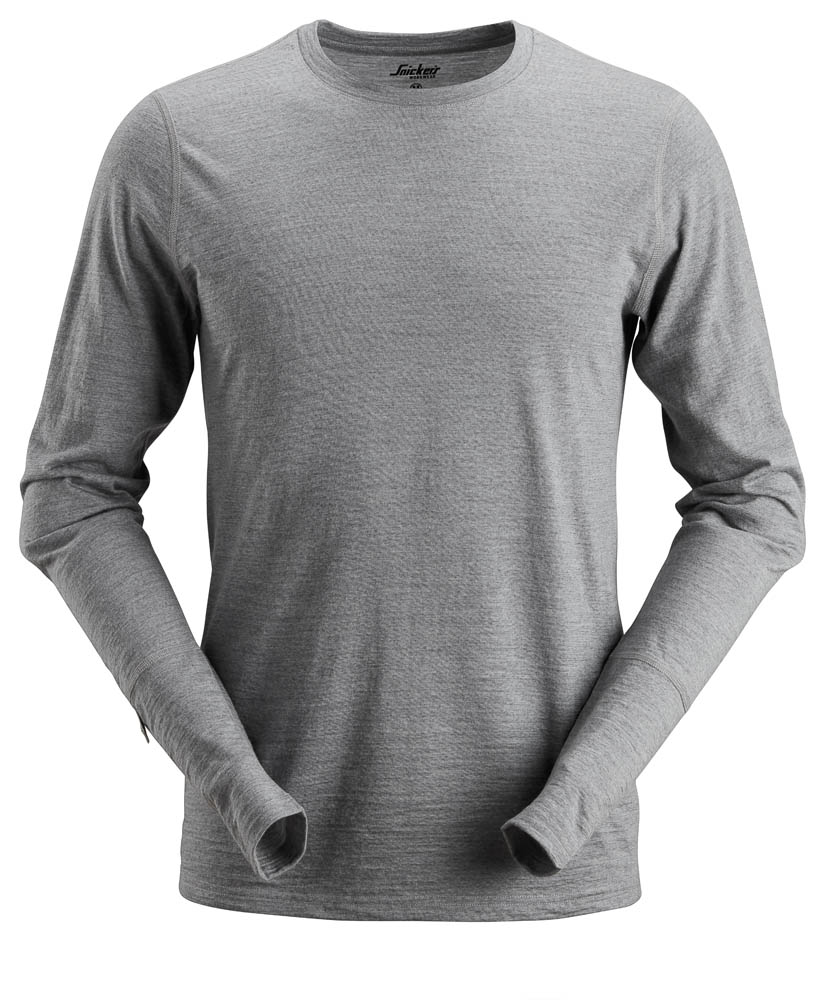 Snickers 2427 AllroundWork Wool langarm Woll-T-Shirt grau