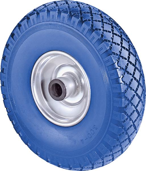BS Rollen Rad pannensicher C91.400 400mm Polyurethan blau Radkasten Stahlfelge Rollenlager Rillenprofil