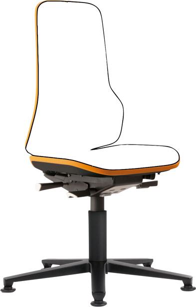 Bimos Arbeitsstuhl Neon orange ohne Polster Sitzhöhe 450-620 mm mit Gleiter