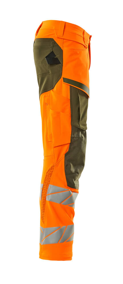 MASCOT ACCELERATE SAFE Hose mit Knietaschen hi-vis orange/moosgrün 58 kurz