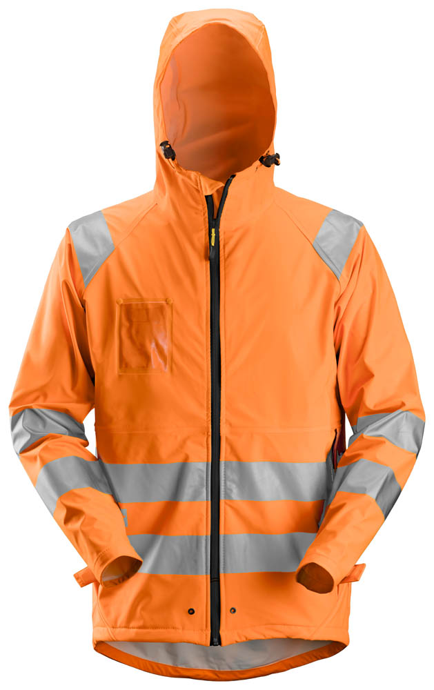 Snickers 8233 Hi-Vis wasserdichte PU Regenjacke, Kl.3 signalorange