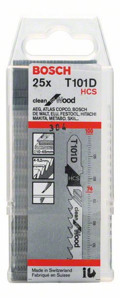 Bosch Stichsägeblatt T101 D CleanWood L100mm (25 Stk.)