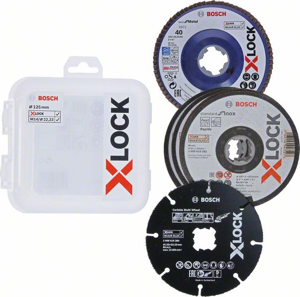 Bosch X-LOCK Set Trennscheibe+Flächerschleifscheibe 125mm 5-teilig