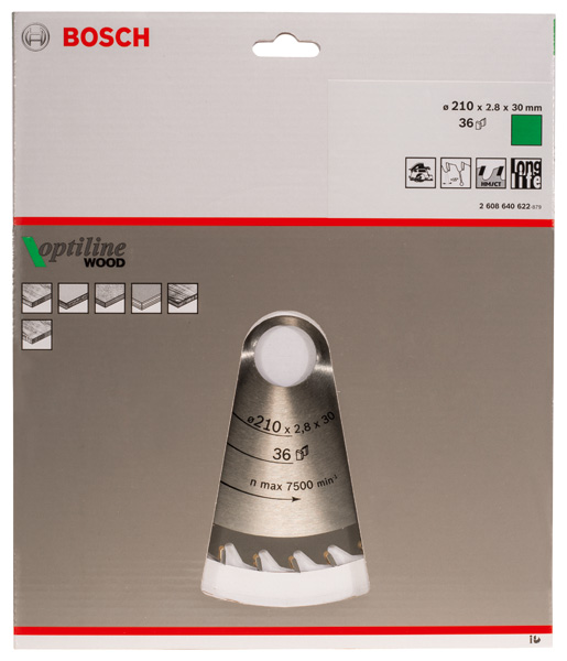 Bosch PRO Wood Kreissägeblatt, 210 x 2,8 x 30 mm, T36