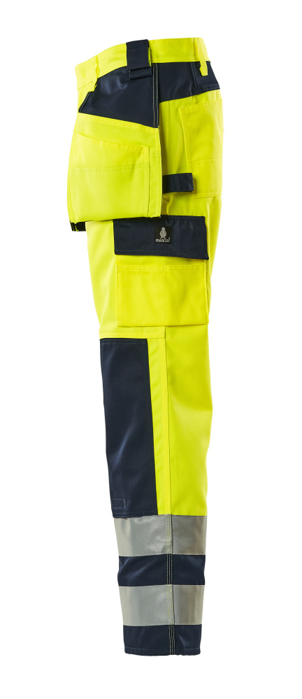 MASCOT Almas SAFE COMPETE Hose mit Hängetaschen hi-vis gelb/marine 51 lang