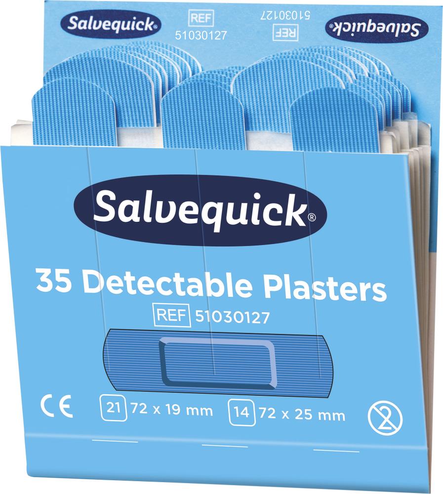 Cederroth Salvequick Nachfüllpack Blue Detectable-Pflaster Lebensmittelindustrie 6x35 Pflaster