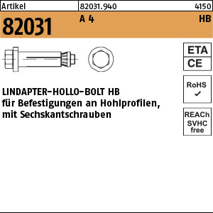 Lindapter Hollo-Bolt HB Edelstahl A4 M8 Größe 1