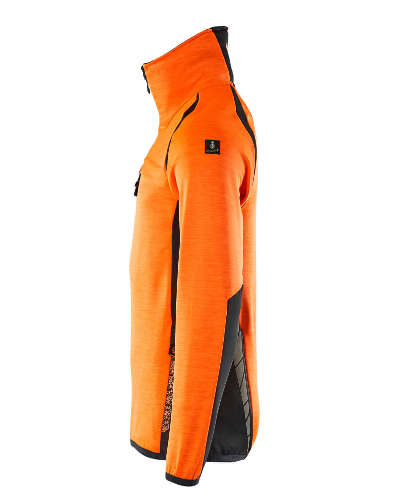 MASCOT ACCELERATE SAFE Fleecepullover mit kurzem Reißverschluss hi-vis orange/schwarzblau 5XL