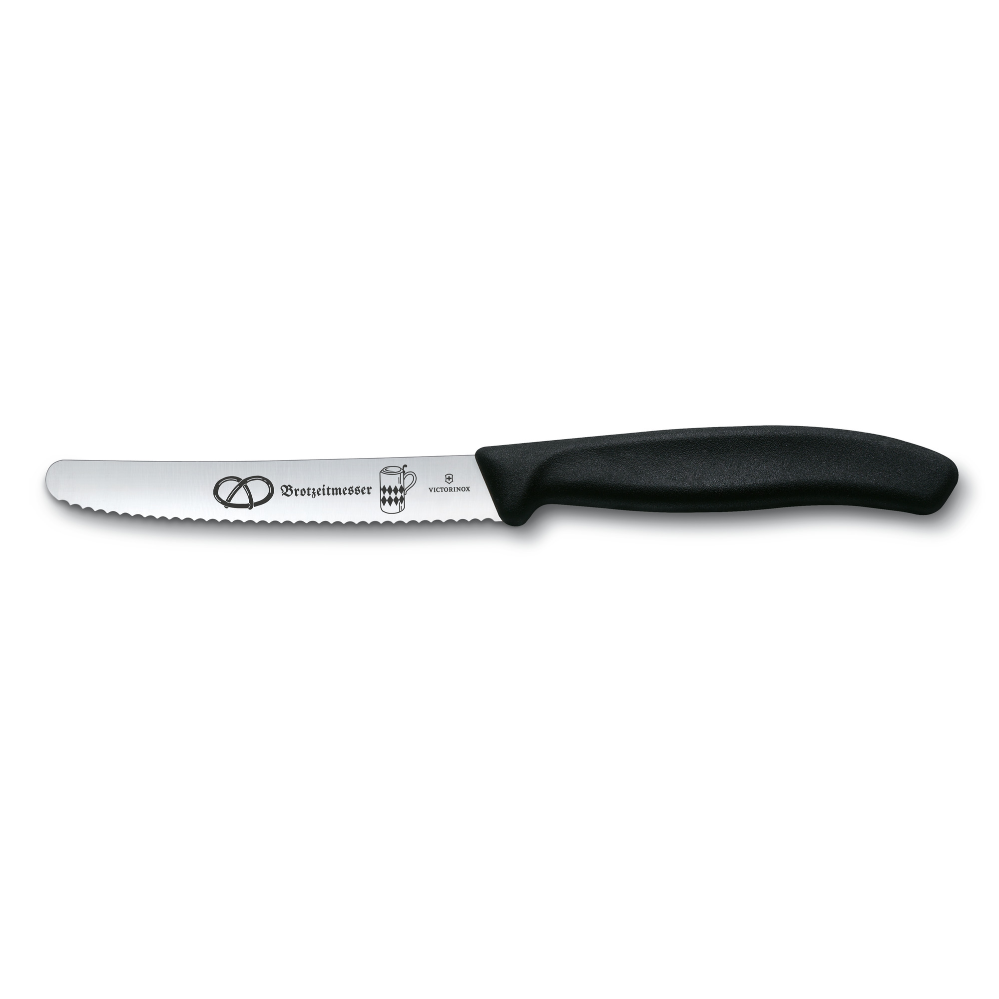 Victorinox Tafelmesser Wellenschliff 6.7833.E1 Farbe: schwarz m. Gravur