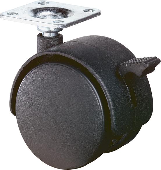 BS-Rollen Kunststoff-Doppelrolle 50mm F8542x42mm Platte mit Feststeller F85.050.PL