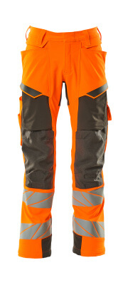 MASCOT ACCELERATE SAFE Arbeitshose mit Knietaschen, ULTIMATE STRETCH hi-vis orange/grau