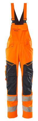 MASCOT ACCELERATE SAFE Latzhose mit Knietaschen und Stretch-Einsätzen hi-vis orange/schwarzblau