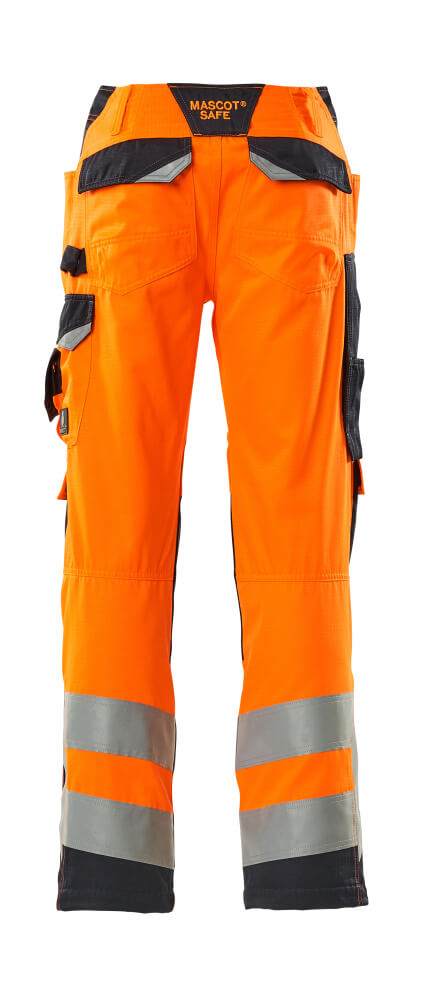 MASCOT SAFE SUPREME Hose mit Knietaschen hi-vis orange/schwarzblau 49 kurz