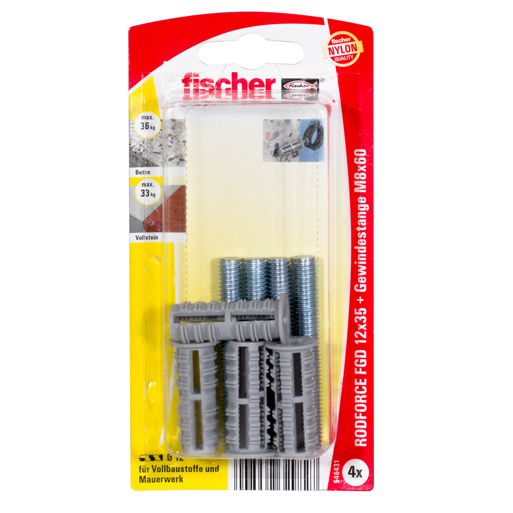 fischer Gewindestangendübel RodForce M8 x 35 mit 60 mm Gewindestange