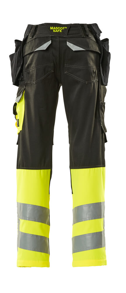 MASCOT SAFE SUPREME Hose mit Hängetaschen schwarz/hi-vis gelb 48