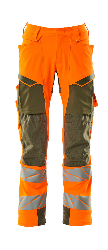 MASCOT ACCELERATE SAFE Hose mit Knietaschen hi-vis orange/moosgrün 58 kurz