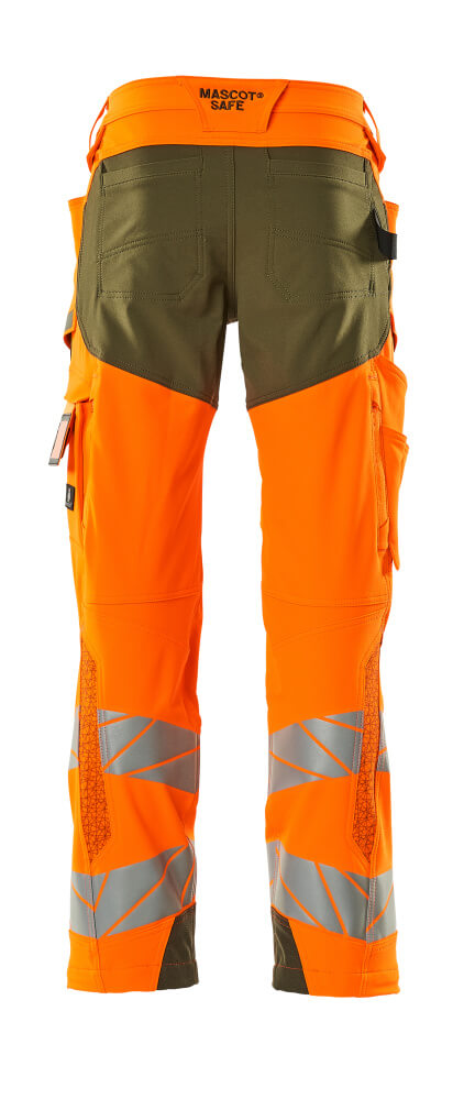 MASCOT ACCELERATE SAFE Hose mit Knietaschen hi-vis orange/moosgrün 58 kurz