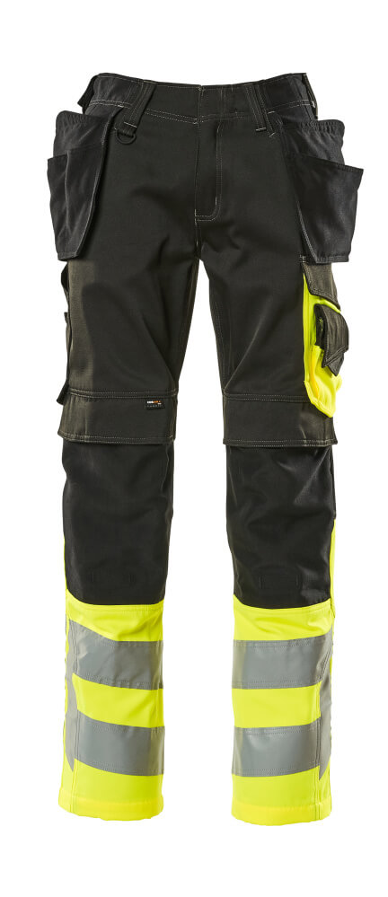 MASCOT SAFE SUPREME Hose mit Hängetaschen schwarz/hi-vis gelb 48
