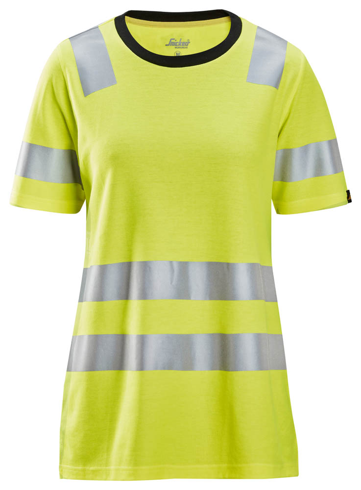 Snickers 2537 Klassisches High-Vis Damen T-Shirt, Klasse 2 signalgelb